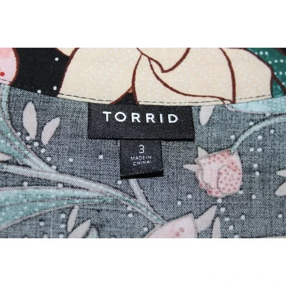 Torrid Floral Button Midi Challis Shirt Dress Black Plus Size 3 3X H14301 - Picture 9 of 16